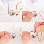 Personalizado delicado corazón foto urna collar con texto grabado simpatía Memorial Gift for Pet Owner Lover