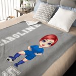 Manta personalizada multicolor de fútbol con nombre y número para decoración del hogar Regalo de cumpleaños para los amantes del fútbol