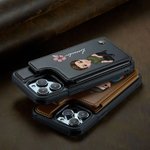 Custodia per telefono in pelle PU personalizzata con nome fiore di nascita e personaggio portacarte e protezione RFID regalo per amici