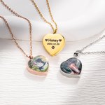 Personalizado delicado corazón foto urna collar con texto grabado simpatía Memorial Gift for Pet Owner Lover