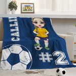 Manta personalizada multicolor de fútbol con nombre y número para decoración del hogar Regalo de cumpleaños para los amantes del fútbol