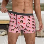 Personalisierte Herz Lip Print Multicolor Boxer Brief mit Gesicht Foto Herrenunterwäsche Valentinstag Geburtstag Jahrestag Geschenk für Ehemann Boyfriend