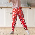 Personalized Pet Face Soft Skin-friendly Long-Sleeve Pajama Pants Set with Paw Print and Bone Birthday Gift for Pet Lovers