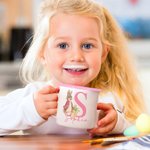 Personalized Cute Easter Peter Rabbit Bunny 12oz Enamel Mug with Initial and Name Back to School Birthday Easter Gift for Kids