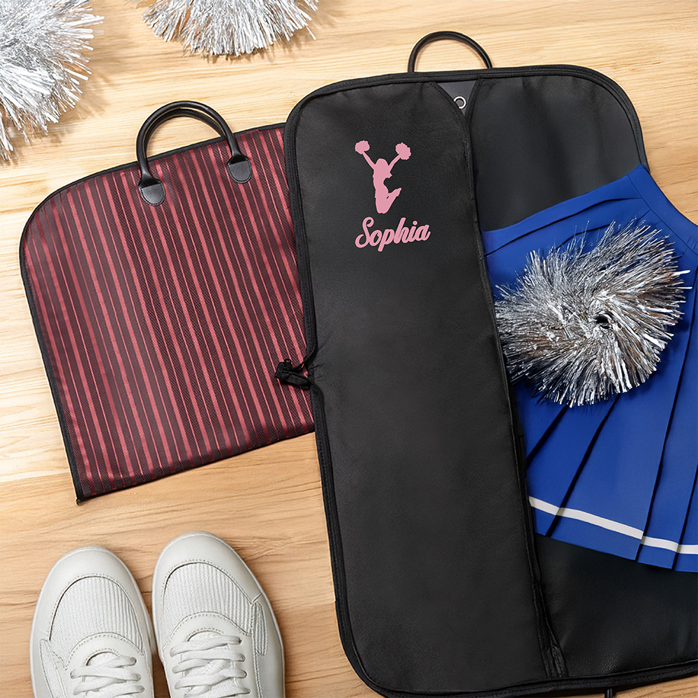 Sac de rangement pour vêtements de voyage imperméable et rayé avec poignée en cuir Cadeau d'anniversaire pour les pom-pom girls