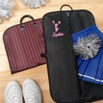 Personalized Cheerleading Theme Name Waterproof Striped Travel Garment Storage Bag with Leather Handle Birthday Team Gift for Cheerleader Girls