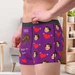 Personalisierte Herz Lip Print Multicolor Boxer Brief mit Gesicht Foto Herrenunterwäsche Valentinstag Geburtstag Jahrestag Geschenk für Ehemann Boyfriend