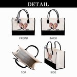 Personalized Heart Flower Cartoon Character Large Canvas Tote Bag with Name Valentine's Day Anniversary Gift for Women