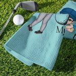 Gepersonaliseerde I Use This Towel to Clean My Balls Waffle Golf Towel met Cartoon Sport Man Haak Super Absorberend Golf Accessoire Cadeau voor Golfliefhebber Man