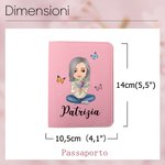 Custodia passaporto in pelle PU portatile personalizzato con nome e fiore di nascita cartone animato personaggio regalo di compleanno per donne