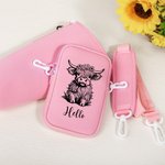 Bolsa personalizada para botella de agua de vaca de las Highlands con bolsa para el nombre y correa Accesorios para 40oz Stanley Regalo de cumpleaños para los amantes de las vacas de las Highlands