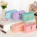 Henkilökohtainen Faux Glitter Gold-Edged Syntymä Kukka Nahka Makeup laukku pussi nimi Syntymäpäivä Travel tarvikkeet häät lahja naisille morsiusneitoja varten