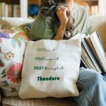 Personalisierte wiederverwendbare Pray On It Canvas Tasche mit Namen Reisezubehör religiöses Geburtstagsgeschenk für Christen