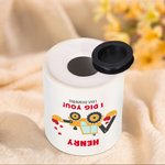 Personalized Cute Cartoon Excavator Ceramic Money Box with Name and Text Birthday Children's Day Gift for Kids