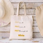 Personalisierte wiederverwendbare Pray On It Canvas Tasche mit Namen Reisezubehör religiöses Geburtstagsgeschenk für Christen