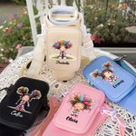 Personalized Quirky Girl Water Bottle Carrier Bag with Name Pocket and Adjustable Shoulder Strap Accessory for 40oz Stanley Birthday Gift for Women