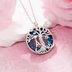 Collier en Cristal et Argent Sterling Personnalisé avec 1-2 Pierres de Naissance et 1-4 Initiales Thème Arbre de Vie Cadeau Anniversaire pour Femme