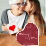 Personalizado Multicolor Aniversario Corazón Acrílico Placa con Nombre y Año Decoración del Hogar Día de San Valentín Aniversario Regalo para Pareja Familia