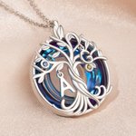 Collier en Cristal et Argent Sterling Personnalisé avec 1-2 Pierres de Naissance et 1-4 Initiales Thème Arbre de Vie Cadeau Anniversaire pour Femme