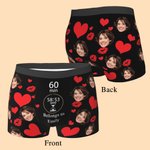 Personalisierte Herz Lip Print Multicolor Boxer Brief mit Gesicht Foto Herrenunterwäsche Valentinstag Geburtstag Jahrestag Geschenk für Ehemann Boyfriend