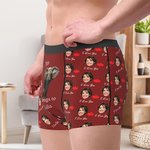 Personalisierte Herz Lip Print Multicolor Boxer Brief mit Gesicht Foto Herrenunterwäsche Valentinstag Geburtstag Jahrestag Geschenk für Ehemann Boyfriend
