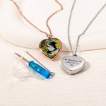 Personalizado delicado corazón foto urna collar con texto grabado simpatía Memorial Gift for Pet Owner Lover