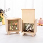 Personalised Cute Squirrel Bear Woodland Animal Clear Wooden Piggy Money Box with Name and Initial Birthday Children's Day Gift for Kids