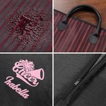 Personalized Cheerleading Theme Name Waterproof Striped Travel Garment Storage Bag with Leather Handle Birthday Team Gift for Cheerleader Girls
