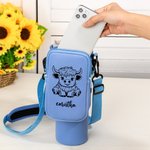 Bolsa personalizada para botella de agua de vaca de las Highlands con bolsa para el nombre y correa Accesorios para 40oz Stanley Regalo de cumpleaños para los amantes de las vacas de las Highlands