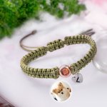 Personalisierte Foto Projektion geflochtenes Armband mit Initial und verstellbarem Kordelzug Valentinstag Geburtstag Jahrestag Geschenk für Familie Freunde