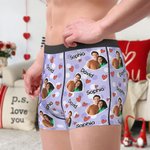 Personalizado Multicolor Corazón Punto Cara Foto Pareja Tanga Boxer con Nombre Funny Brief Set Día de San Valentín Cumpleaños Regalo para Hombres Mujeres
