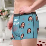 Gepersonaliseerd ijs lolly ademend paar string korte boxer ondergoed set met gezichtsfoto Valentijnsdag verjaardagscadeau voor hem haar
