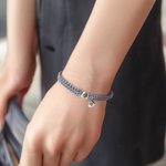 Personalisierte Foto Projektion geflochtenes Armband mit Initial und verstellbarem Kordelzug Valentinstag Geburtstag Jahrestag Geschenk für Familie Freunde