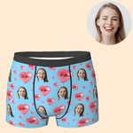 Personalisierte Mehrfarbige „Be Mine“ Herz Boxershorts mit Porträt Atmungsaktive Herrenunterwäsche Valentinstag Geburtstag Geschenk für Herren