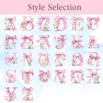 Personalized Cute Easter Bunny Pink Bow Initial Large Canvas Tote Bag with Name and Leather Handle Easter Birthday Gift for Women