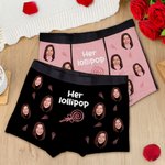 Gepersonaliseerd ijs lolly ademend paar string korte boxer ondergoed set met gezichtsfoto Valentijnsdag verjaardagscadeau voor hem haar