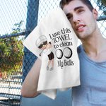 Gepersonaliseerde I Use This Towel to Clean My Balls Waffle Golf Towel met Cartoon Sport Man Haak Super Absorberend Golf Accessoire Cadeau voor Golfliefhebber Man