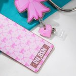 Personalized Pink Glitter Coquette Bow Heart Badge Reel with Name and Text Appreciation Graduation Gift for Nurse Doctor Office Worker