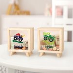 Gepersonaliseerd Grappig Eigenzinnig Vrachtwagen Patroon Houten Duidelijke Spaarpot Spaarvarken met Naam Vakantie Verjaardag Educatief Cadeau voor Kinderen