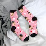 Personalized I Love My Boyfriend Girlfriend Photo Portrait Design Tube Socks Valentine's Day Anniversary Gift for Couple