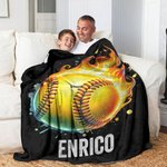 Coperta morbida con desgin di palloni sportivi personizzato con nome e numero regalo per il giorno della partita e compleanno per amanti dello sport