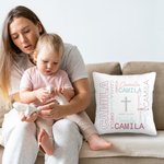 Personligt namn moln kors mjuk kasta kuddeöverdrag med namn Baby dop dag välkommen födelse heminredning gåva för nya föräldrar familj