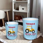 Gepersonaliseerde Dig You Graafmachine Grote Capaciteit Waterdichte Opbergmand met Handvat Naam en Tekst Verjaardag Baby Shower Gift voor Jongens Meisjes