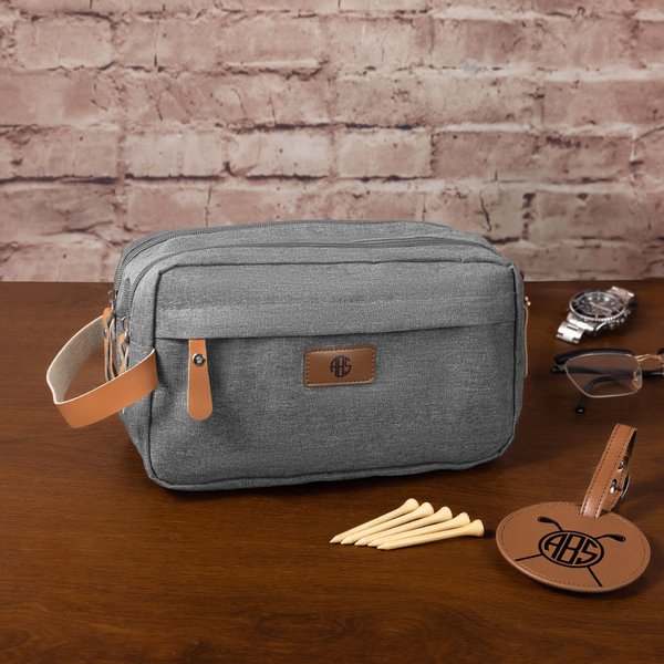 Personalizzato Golf Monogram iniziale nome Toiletry Bag Tee Holder Set con 5 Tee Accessori da viaggio Regalo di compleanno per gli uomini amanti del golf