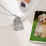 Personalized Pet Photo Necklace with Engraved Text Sympathy Memorial Gift for Pet Owner Lover