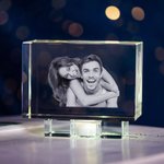 Regalo personalizado con foto de cristal 3D grabado para pareja