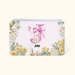 Personalisierte Lebensmittelechte Osterhase Rosa Schleife Blumen Keksdose mit Initiale und Namen Geburtstag Ostern Geschenk für Kinder Familie Freunde