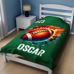 Coperta morbida con desgin di palloni sportivi personizzato con nome e numero regalo per il giorno della partita e compleanno per amanti dello sport