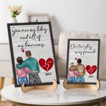 Gepersonaliseerd hart paar karakter houten frame schilderij met naam en jaar Valentijnsdag jubileum cadeau voor echtpaar