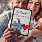 Gepersonaliseerd hart paar karakter houten frame schilderij met naam en jaar Valentijnsdag jubileum cadeau voor echtpaar